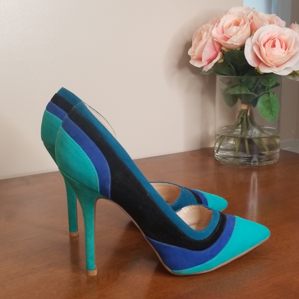 ANNE MICHELLE Womens Blue 7.5 High Heel Stilettos